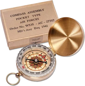 A brass military pocket compass