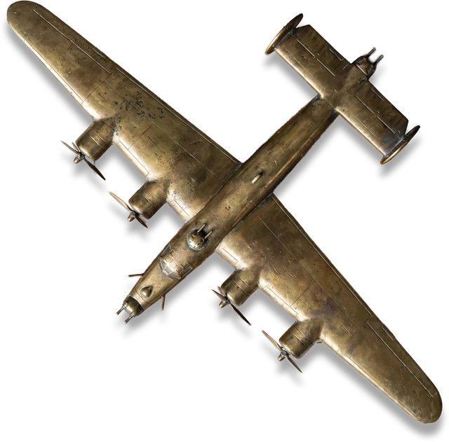 A brass model of a B-24 Liberator bomber