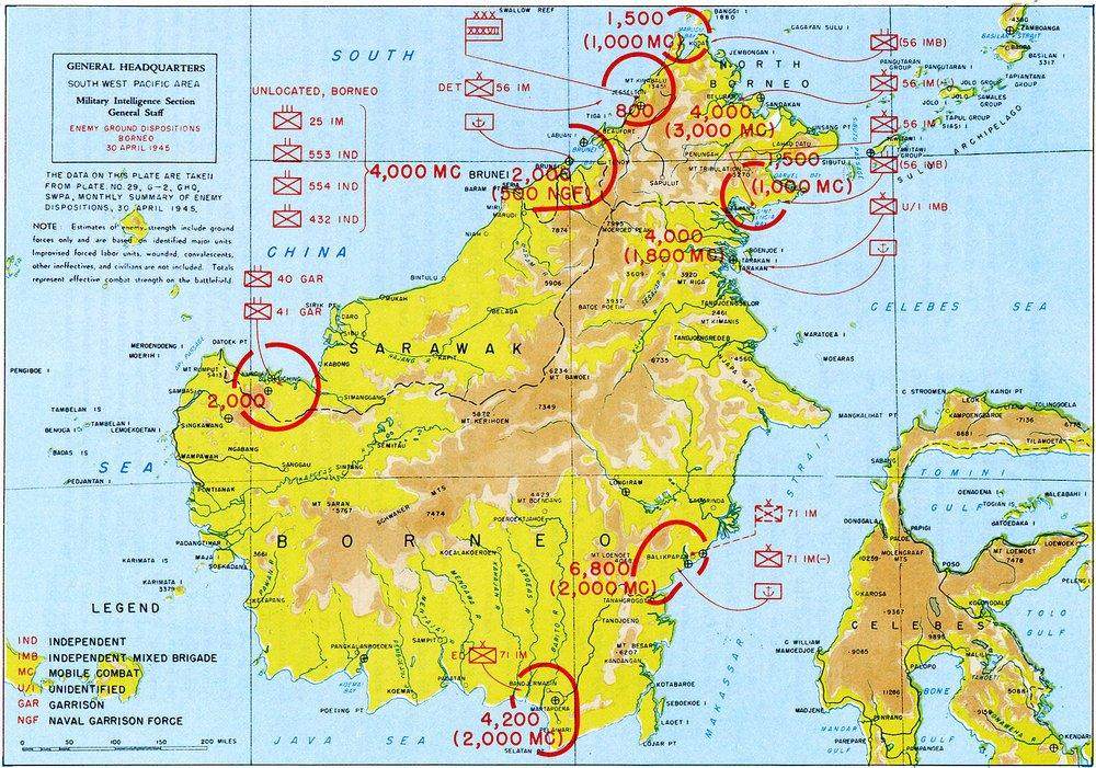 A marked-up reconnaissance map of Borneo
